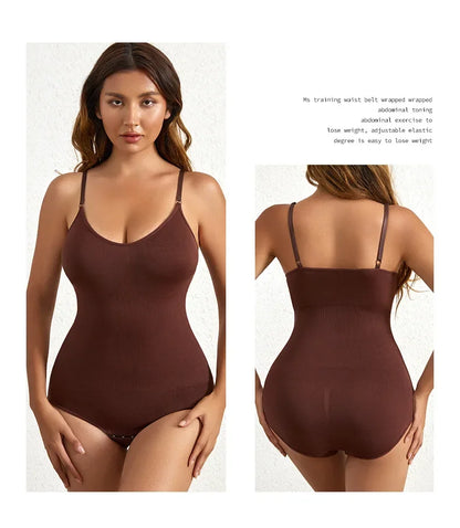 Women's Solid Seamless Shapewear Bodysuit - Tummy Control, Butt Lifting Slimming Body Shaper Underwear