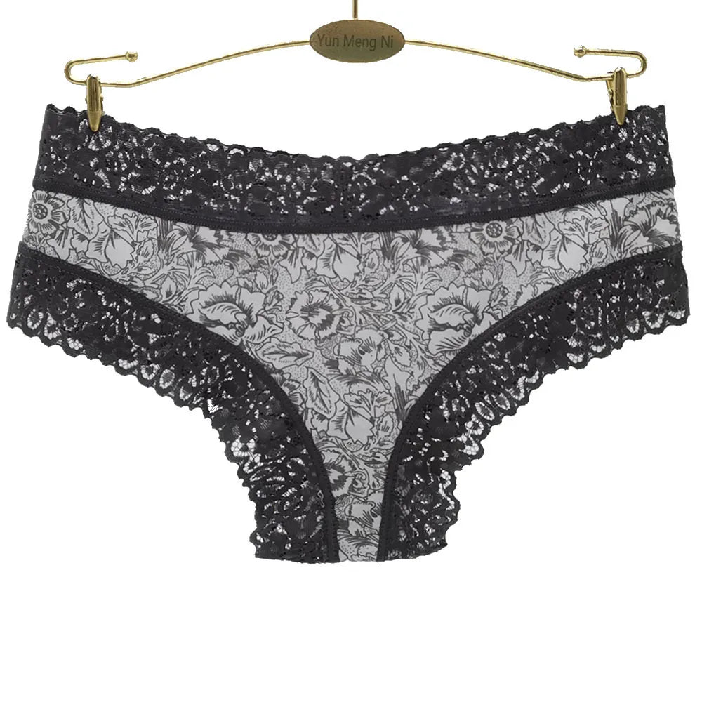 Sexy Lace Women's Cotton Panties, Bow Briefs Bikini Underwear, 5-Piece Set for Ladies & Girls