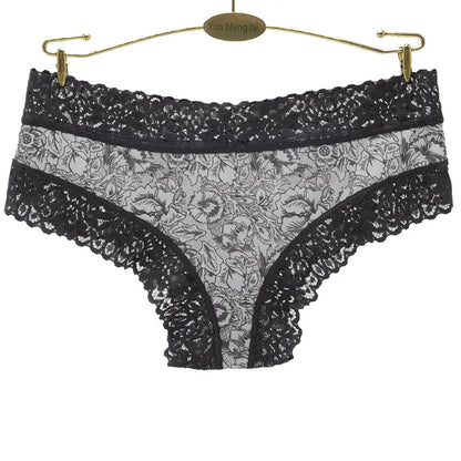 Sexy Lace Women's Cotton Panties, Bow Briefs Bikini Underwear, 5-Piece Set for Ladies & Girls