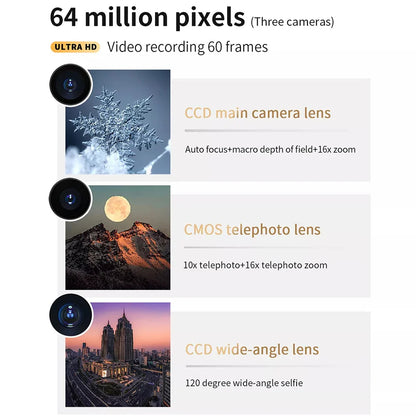 New 4K Digital Camera – Night Vision, Triple Lens, 3-Inch HD Touch Screen, 64MP, OTG Transmission, 3600mAh Battery
