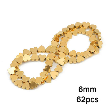 3A+ Retention Color Hematite Beads – Star & Heart Shapes, Gold-Plated Natural Stones for DIY Jewelry & Bracelets