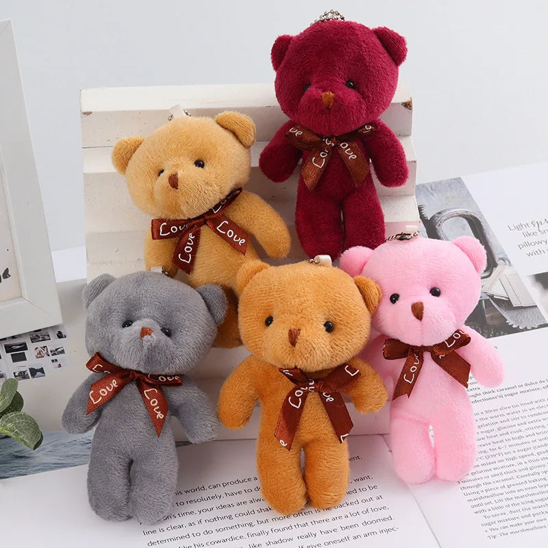 10pcs Mini Bear Plush Keychain — Soft Stuffed Doll Bag Pendant, Cute Toy for Wedding Decoration & Birthday Gift