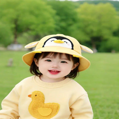 Cute Penguin Baby Sun Hat – 50CM Cotton Fisherman Cap for Kids 1-3 Years Boys & Girls Spring Summer 2026 Thin Breathable Infant Bucket Hat
