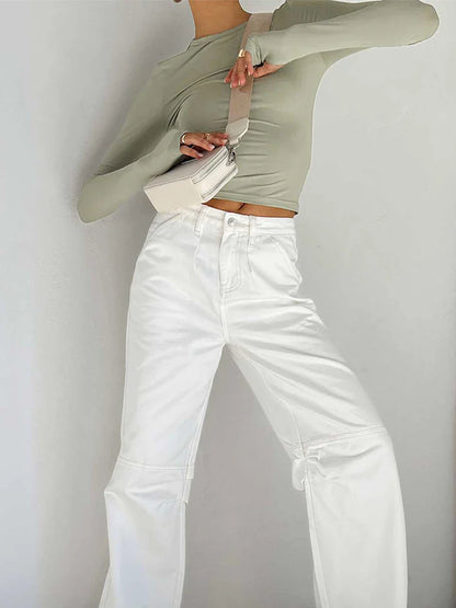 Stylish Women's Long Sleeve Crew Neck Crop Top | Solid Slim Fit T-shirt with Thumb Holes | Perfect for Daily Streetwear & Summer Camis