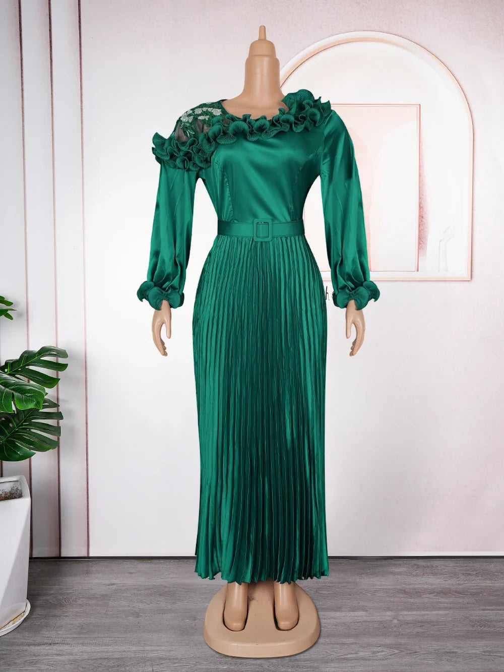 Plus Size African Evening Gown - Elegant Solid Ankara Dress for Muslim Weddings, Parties & Formal Events
