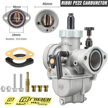 NIBBI PE Flange Carburetor for Motorcycle – 19mm-28mm 2T/4T GY6 Engine 100cc-250cc ATV Yamaha Pitbike Racing