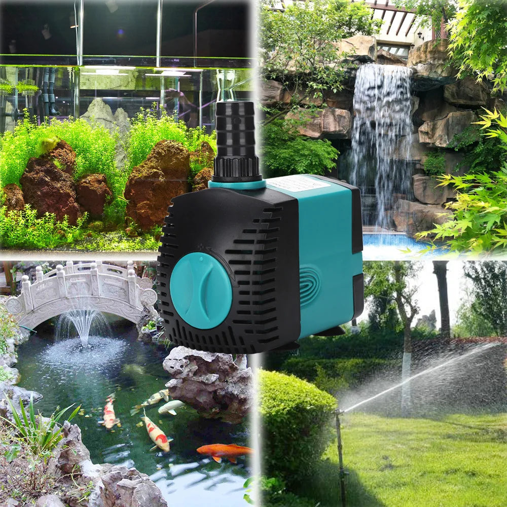 Ultra-Quiet 3-60W Submersible Water Fountain Pump - Filter for Fish Pond & Aquarium, EU/US 220V-240V