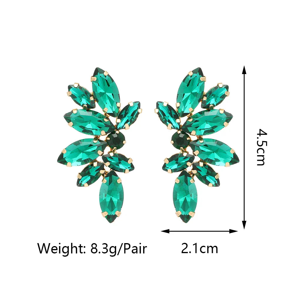 2025 Luxury Green Rhinestone Earrings – Vintage Geometric Wing Statement Jewelry for Women