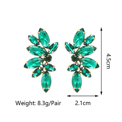 2025 Luxury Green Rhinestone Earrings – Vintage Geometric Wing Statement Jewelry for Women