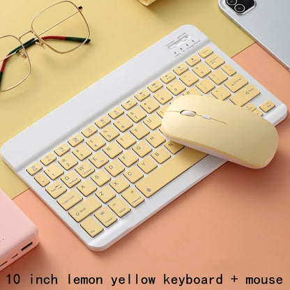 Spanish/English 10-Inch Bluetooth Keyboard – Wireless Rechargeable Universal Keyboard for iPad Air, Pro, Phone, Tablet, Laptop