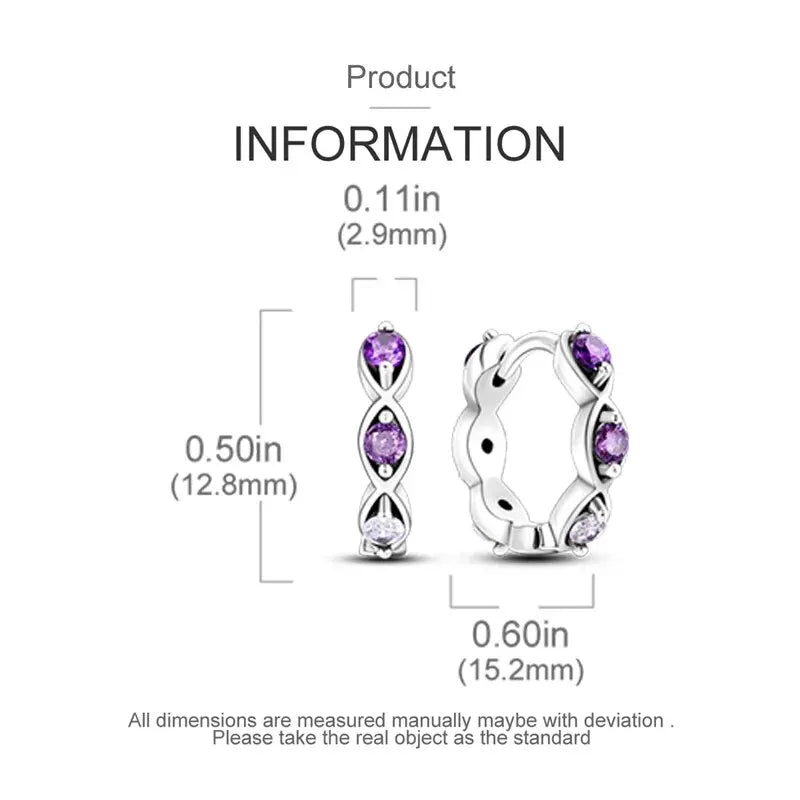 Sparkling Colorful Hoop Earrings – 925 Sterling Silver Hypoallergenic Jewelry with Zircon, Elegant Luxury Style for Women