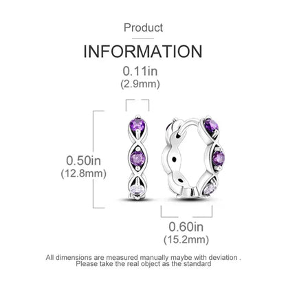 Sparkling Colorful Hoop Earrings – 925 Sterling Silver Hypoallergenic Jewelry with Zircon, Elegant Luxury Style for Women