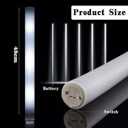 10/20PCS White LED Foam Sticks – 48cm Light-Up Glow Batons with 3 Flashing Modes for Party & Glow-in-the-Dark Events