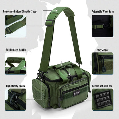 Goture Fishing Tackle Bag - High Capacity Shoulder Bag, 600D Oxford Cloth, 38x23x19cm, for Outdoor Cycling, Camping and Picnic