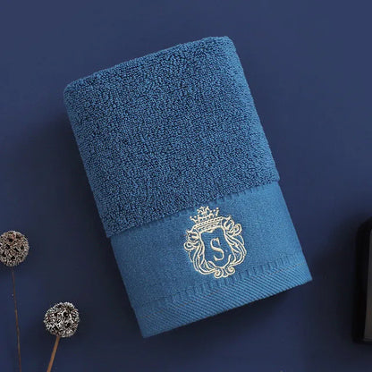 1/5/10PCS Cotton Towels Set – Hand Face Bath Towels 35x75cm & 70x140cm Soft Absorbent Sports Gift Towels Blue White