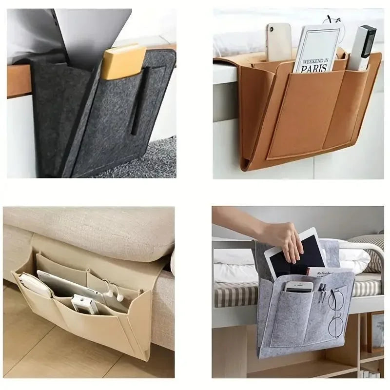 Bedside Hanging Storage Organizer — Phone, Remote, Tissue & Book Holder for Home