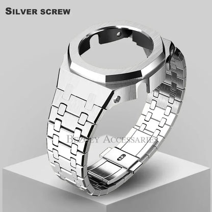 GEN4 Casioak GA2100 Mod Kit – Stainless Steel Case, Bezel, and Rubber Strap Replacement for G-SHOCK GA2100/GA2110