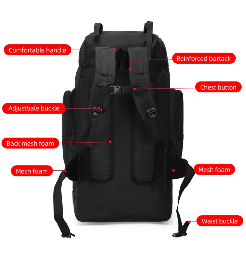 130L Hiking & Camping Backpack - Large Molle Trekking Rucksack for Men, Outdoor Travel & Sports Bag