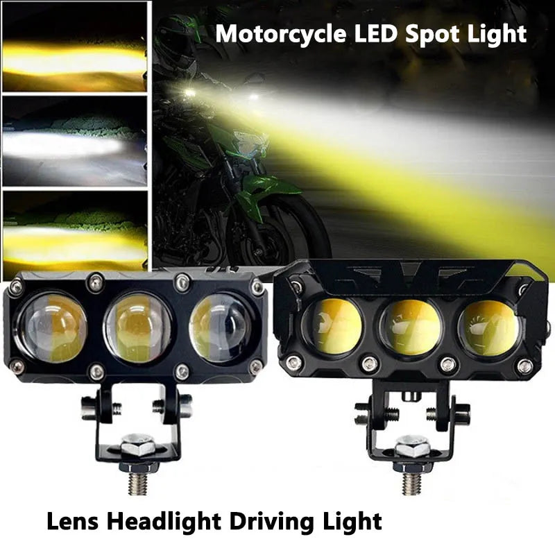 Motorcycle LED Spot Light – Dual Color Hi/Low Beam Fog Lamp for Car, Truck, SUV, UTV