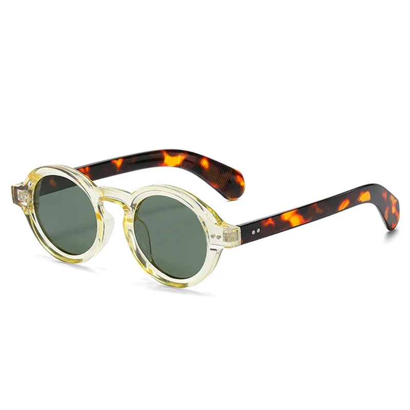 SO&EI Retro Polarized Sunglasses - Round Fashion Shades with Rivet Decor, UV400 Protection & Leopard Punk Style for Women & Men
