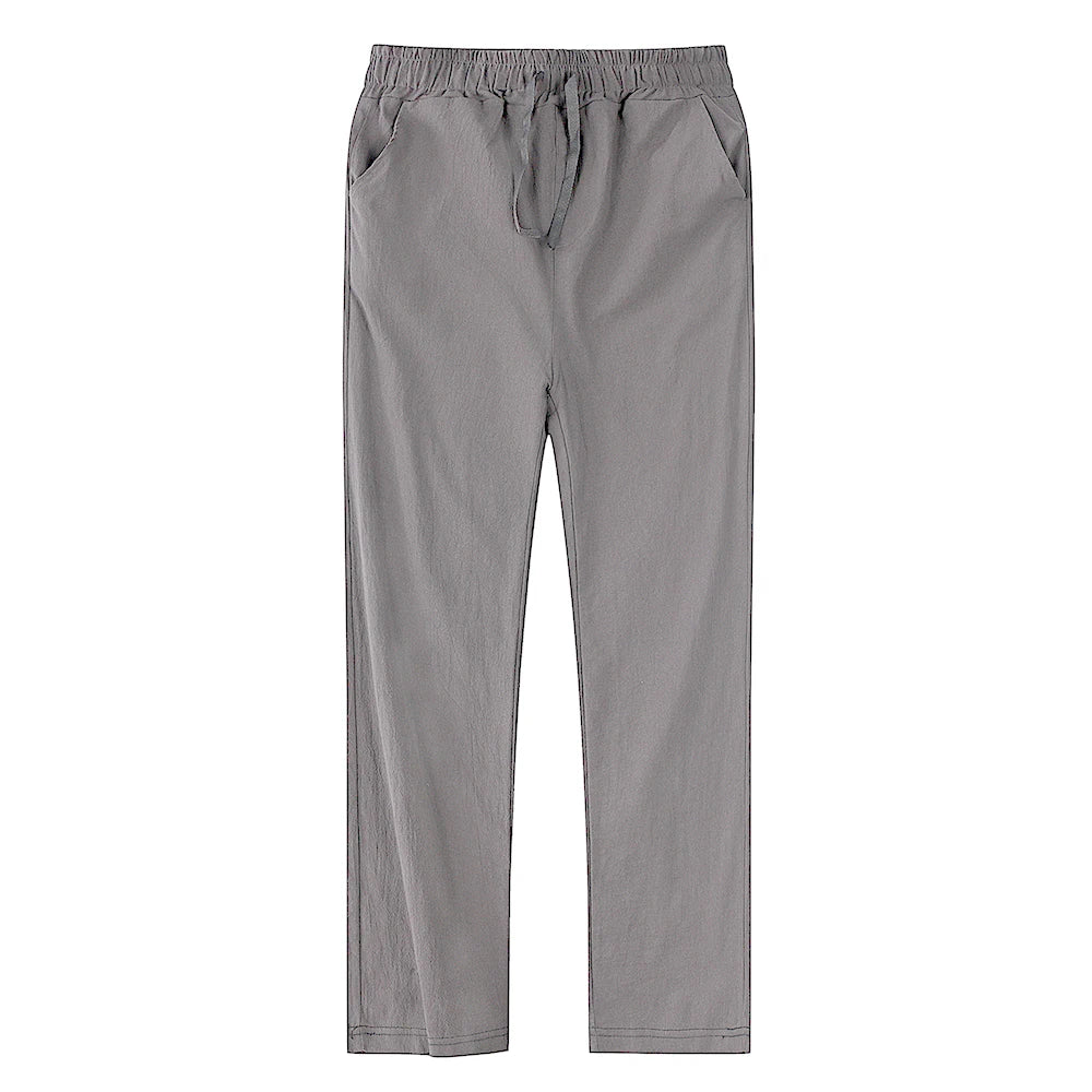 Men's Cotton Linen Pants – Breathable Solid Color Trousers for Autumn, Fitness & Streetwear, S-3XL
