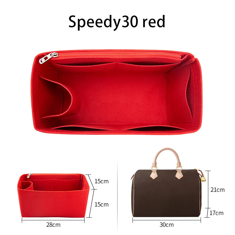 WUTA Felt Insert Bag Organizer — Inner Liner for LV Speedy 20/25/30/35 Handbags, Makeup & Travel Purse Storage