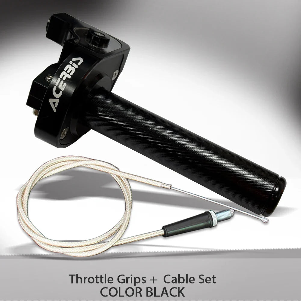 7/8" Quick Action Throttle Grip with Cable — Twist Gas Throttle Set for 50cc–150cc Motorcycle, Moped, Scooter, Bike (M10*1.5)