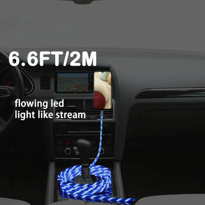 1m & 2m Glowing LED USB Charging Cable – 2.4A Data Cord for iPhone 14, 13, 12, 11 Pro Max, XS & XR