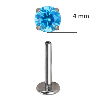 ASTM F136 Titanium CZ Labret Stud Earrings for Ear, Lip & Nose Piercings