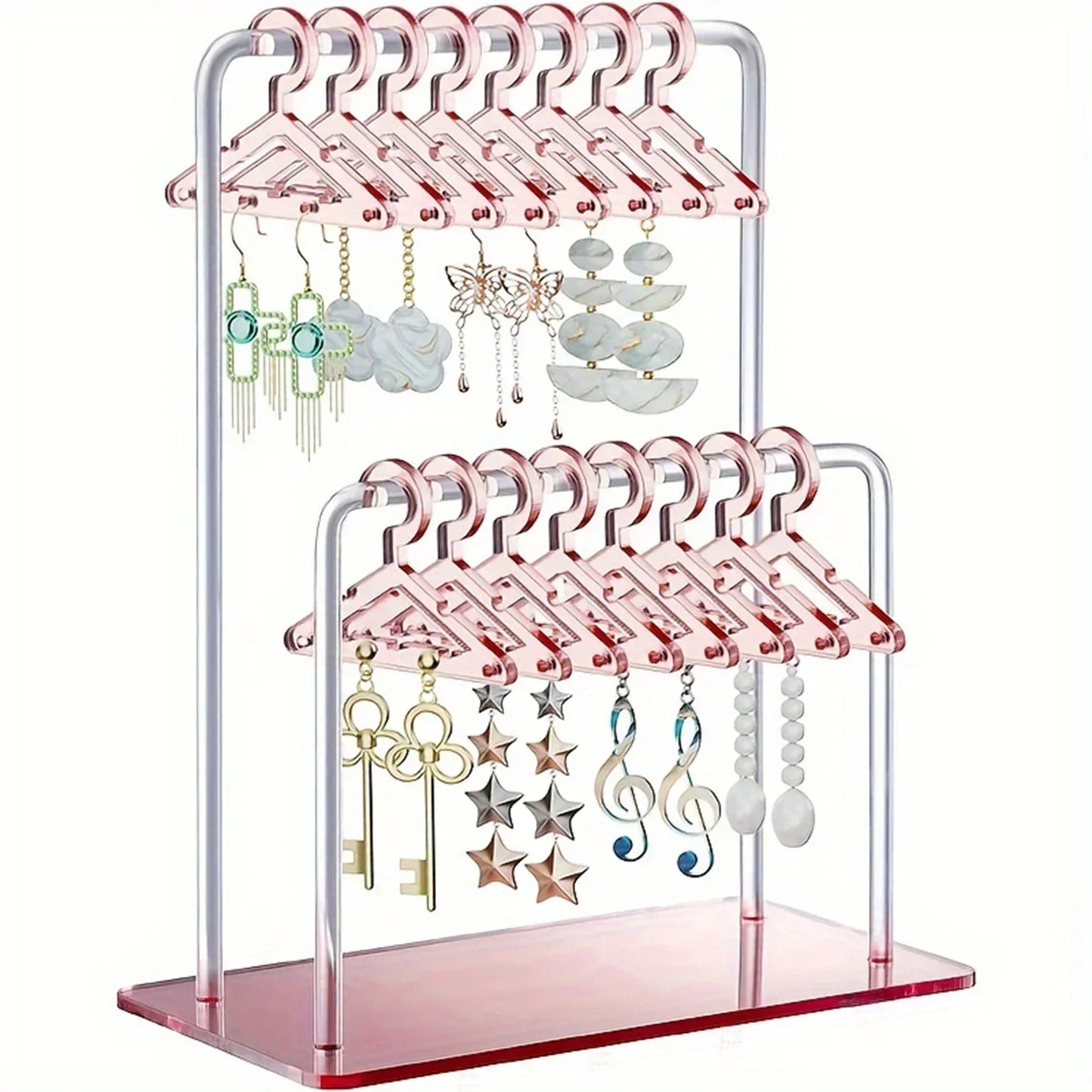 16pcs Hanger-Shaped Jewelry Holders – Personalized Earring Display Racks & Organizer Stands