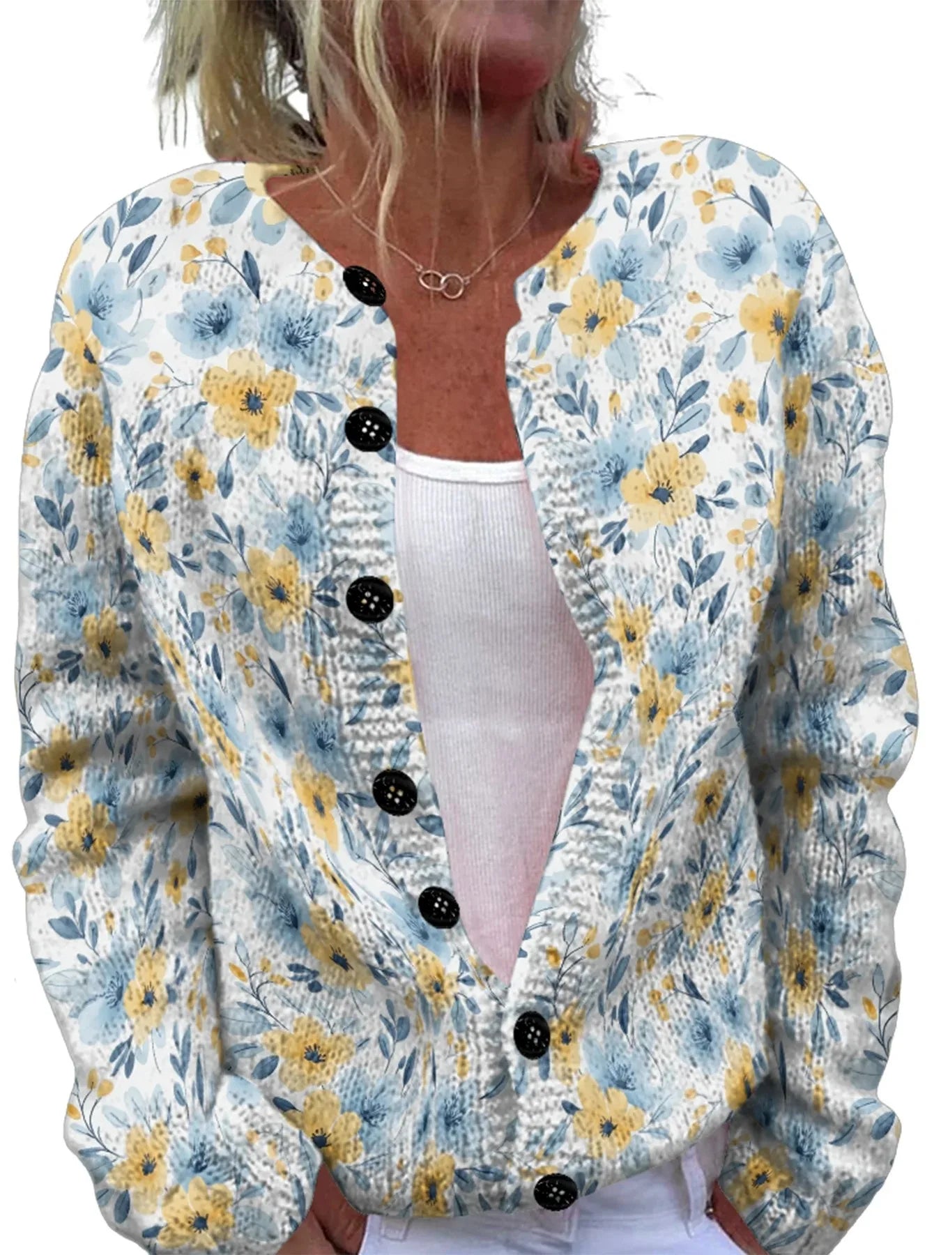 Women’s 3D Print Knitted Cardigan – Thin Vintage Sweater Autumn Winter Chic Knit Top Casual Streetwear