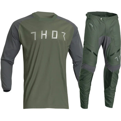 Thor 2026 Motorcycle Riding Set - Bleach Black Camo Off-Road Racing Gear Long Sleeve Jersey and Pants
