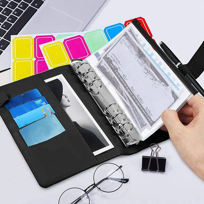 A6 PU Leather Budget Binder Set – Cash Envelopes System, Pockets, Money Organizer, Bill Saving Accessories