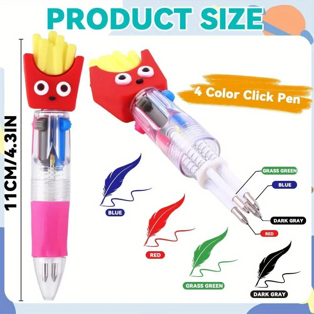 Cute Cartoon 4-Color Mini Ballpoint Pens - Kawaii Unicorn & Flamingo Retractable School Office Stationery, 5–20 Pieces