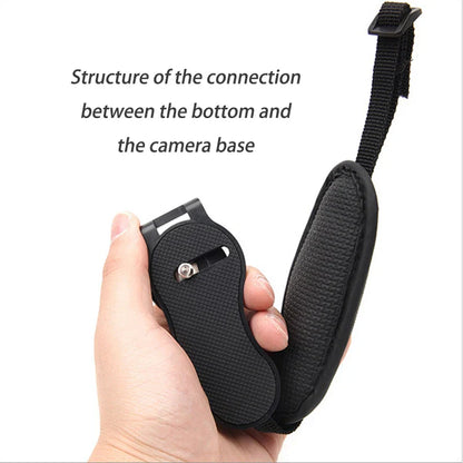 PU Leather Camera Wrist Strap — Hand Grip for DSLR Cameras, Compatible with Nikon & Canon, High-Quality Black