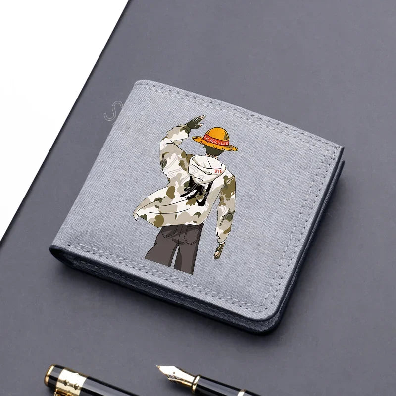 One Piece Men’s Wallet – Multi-Card Slots, Cartoon Anime Print, Portable Purse for Boys & Birthday Gifts