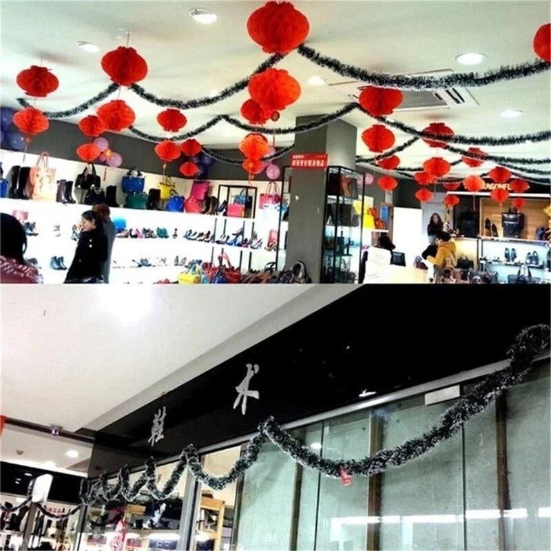 1PCS 2M Christmas Ribbon Garland – Festive Decoration for Tree, Kitchen, Bar Tops, Wedding & Party Ornaments
