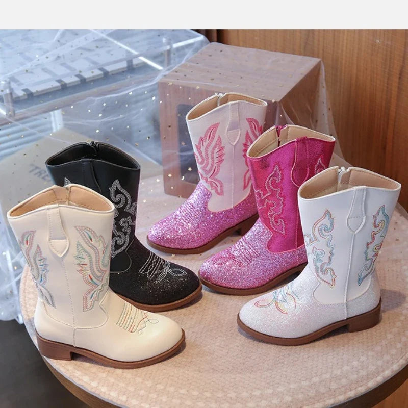 Children’s Western Embroidered Boots - Tall Fall & Winter Boots for Boys & Girls Ages 3–18