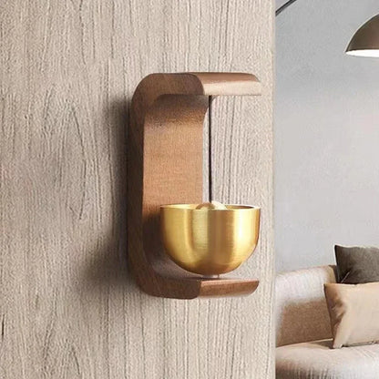 Magnetic Wooden Doorbell - Solid Brass Wind Chimes, Wireless Hanging Doorbell, Japanese Style Garden Pendant & Home Decor