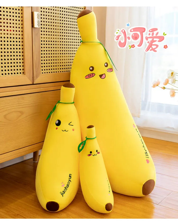 Banana Long Throw Pillow – Cute Super Soft Plush Leg Hug Doll for Bed, Perfect Girl Plush Toy