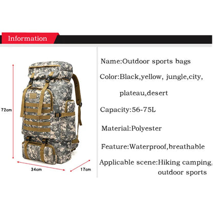 Men’s Outdoor Camouflage Backpack – Large Waterproof Military, Travel & Hiking Backpack