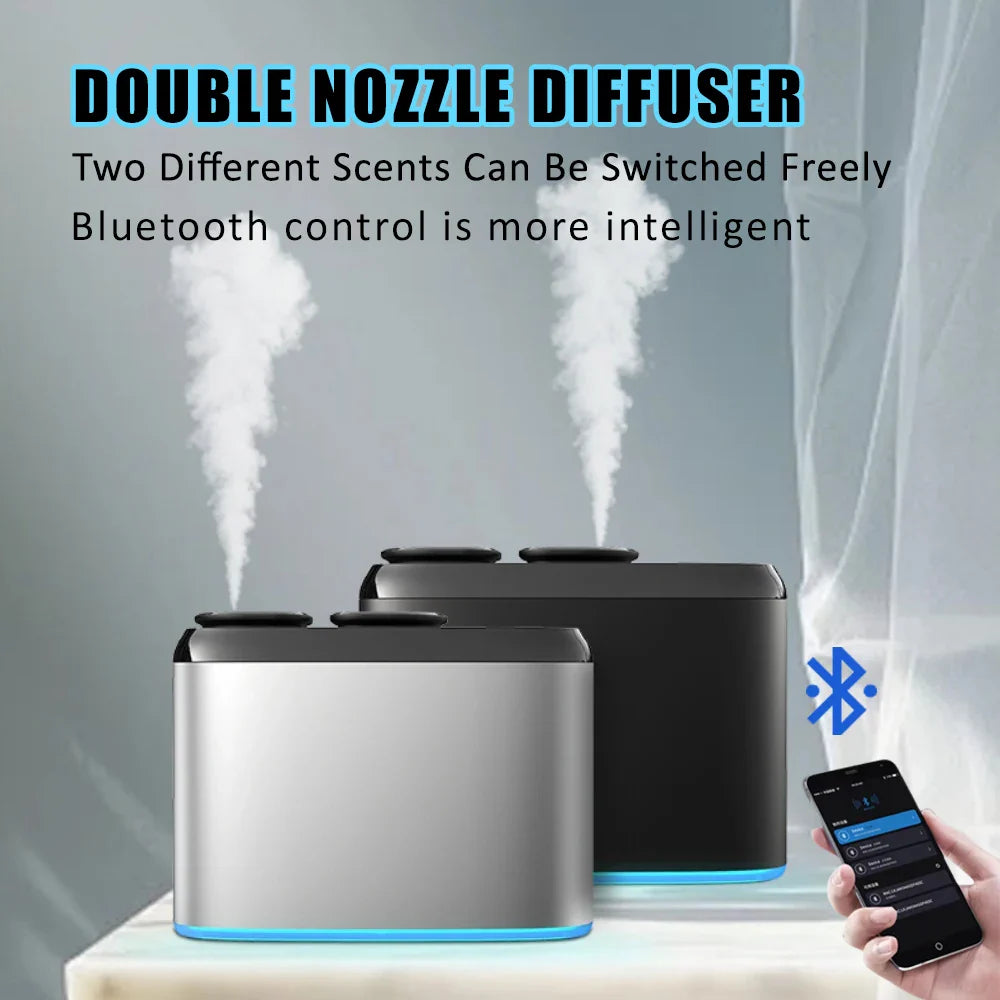 Electric Dual Nozzle Aroma Diffuser – Bluetooth-Controlled Home Fragrance & Essential Oil Scent Distributor, Waterless Operation