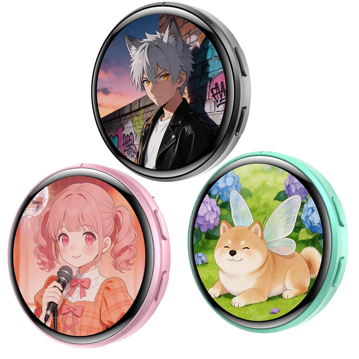 Anime Digital Badge - HD Touchscreen Photo & Video Display Pin for Cosplay, Parties & Fandoms