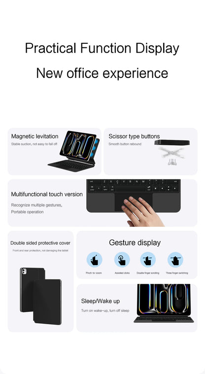 Backlight Magic Keyboard Case for iPad Pro 11/13 & iPad Air 11/13 Inch (2024) – M4/M2 Smart Folio Cover