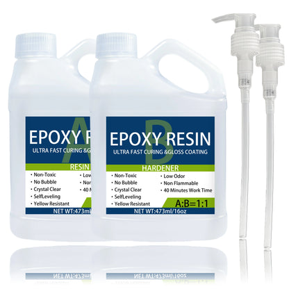 32oz Epoxy Resin Kit – Strong Bubble-Free Anti-Yellowing Art Resin, Easy 1:1 Mix for Casting, DIY Crafts & Mold Making