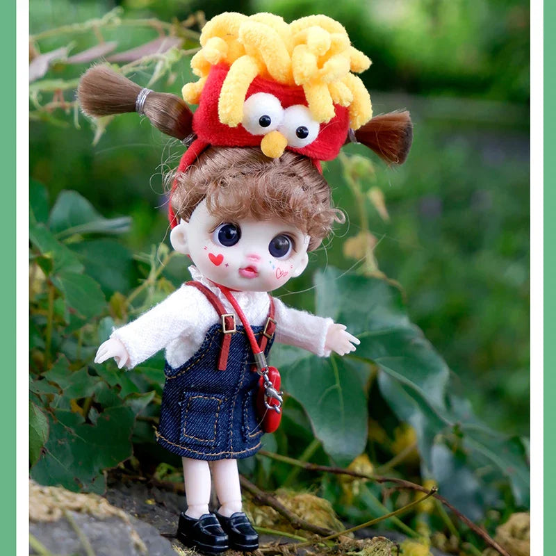 Mini Labbu Pocket Doll – Jointed Blythe-Style Boy & Girl Doll for Girls, Rainbow Ball Mobile Phone Decoration