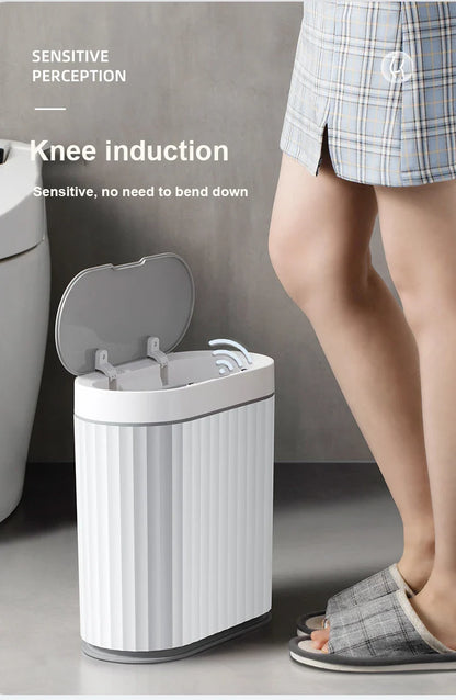7/9L Automatic Sensor Trash Can – Smart Induction Garbage Bin with Roman Striped Design for Bathroom & Kitchen