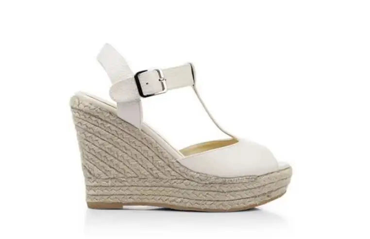 Women’s Summer Open Toe T-Strap Wedge Sandals – High Heel Princess Shoes, Sizes 30–43