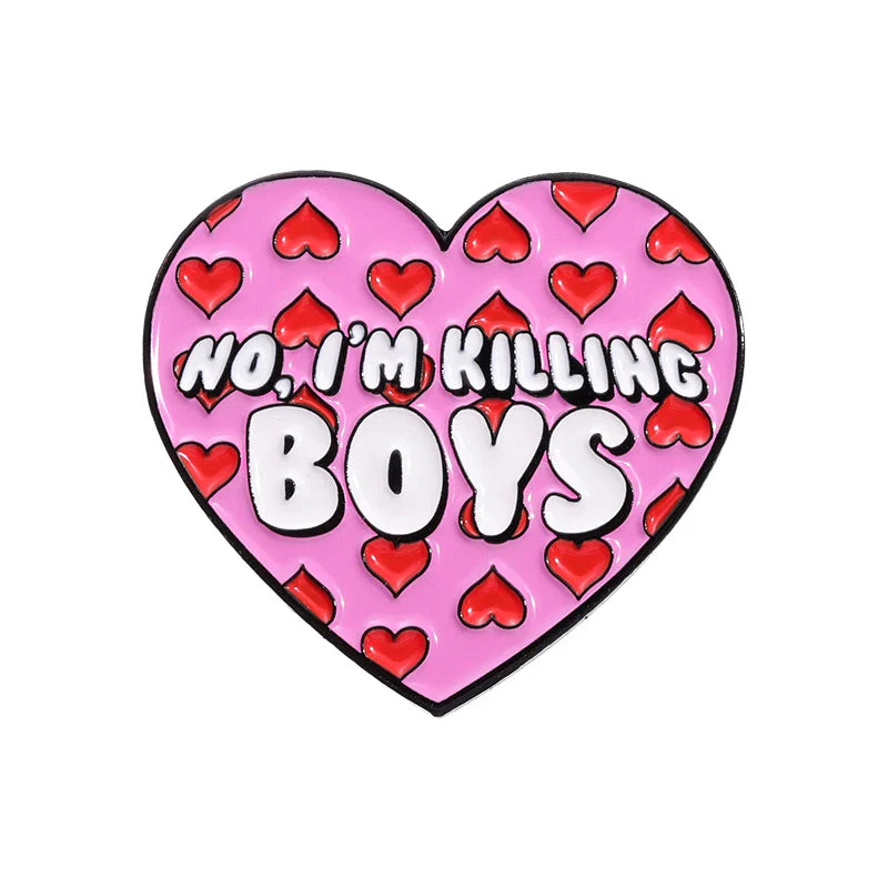 Pink Heart Brain Ghost Enamel Brooch – Gothic Retro Radio & TV Badge, Funny Punk Lapel Pin Jewelry Gift