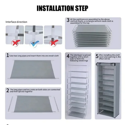 Multilayer Dustproof Shoe Storage Rack – Space-Saving Nonwoven Shoe Cabinet & Organizer for Home Furniture